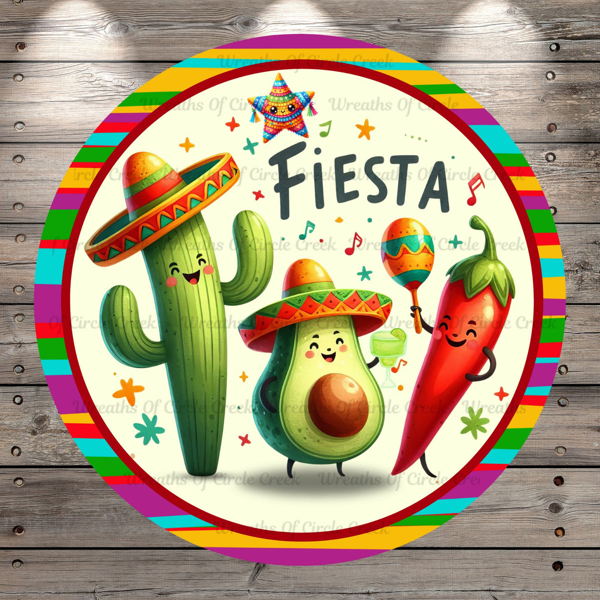 Fiesta, Singing, Cactus, Avocado, Chili Pepper, Round, Light