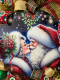 Santa and Mrs Claus, Kissing, Mistletoe, Deco Mesh Wreath, Ornaments, Christmas Wreath