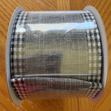 Royal Burlap Gingham Edge, Grey, Black, White, Wired Ribbon, 2.5" x 10 Yards, RGA1099LE