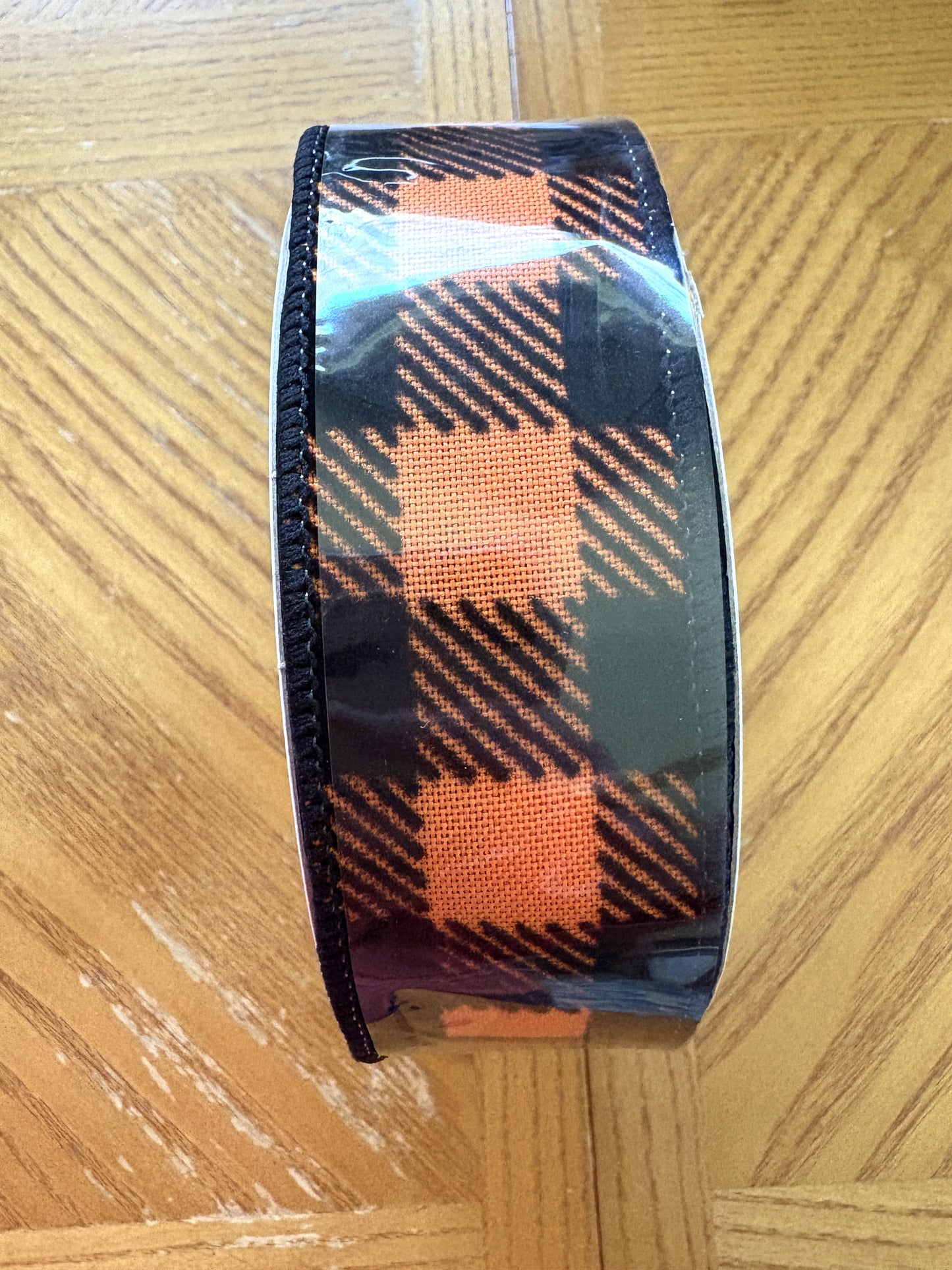 Orange And Black, Velvet Plaid, Wired Ribbon, 1.5" X 10 YD, RGC181620