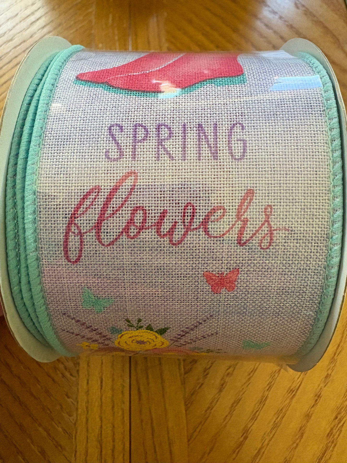 Rainboots With Floral Ribbon, On Royal, Wired Ribbon, Lavender, Yellow, Pink, Blue, Green, 2.5" X 10 YD., RGC143713