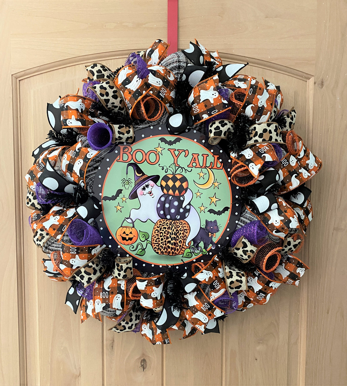 Halloween Wreath, Ghost, Boo Y'all, Deco Mesh, Wired Ribbon, Wreath