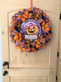 Halloween Wreath, Jack O' Lantern, Happy Halloween, Deco Mesh, Wired Ribbon, Wreath