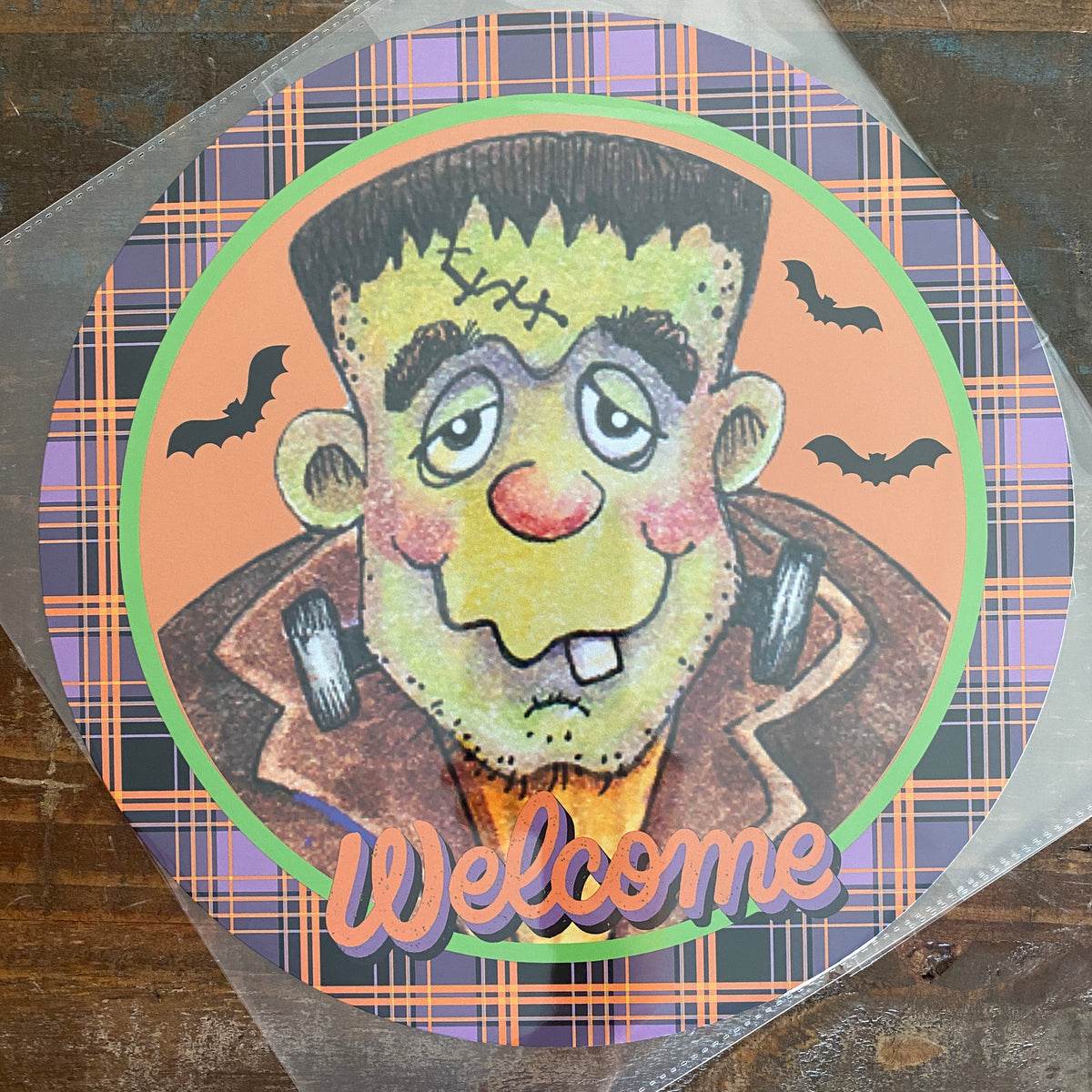 BLEMISHED Sign, Frankenstein, 10" UV Metal Round Sign, No Holes
