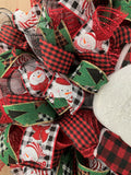 Snowman, Red And Black, Buffalo Plaid, Deco Mesh Wreath
