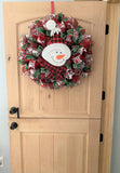 Snowman, Red And Black, Buffalo Plaid, Deco Mesh Wreath