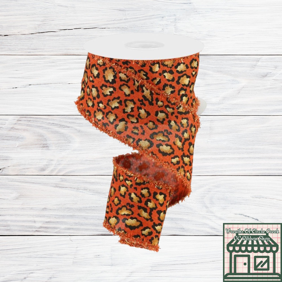 Animal Print | Metallic Drift Edges, Rust, Black, Gold Wired Ribbon, 2.5" x 10 Yards, RGA812374