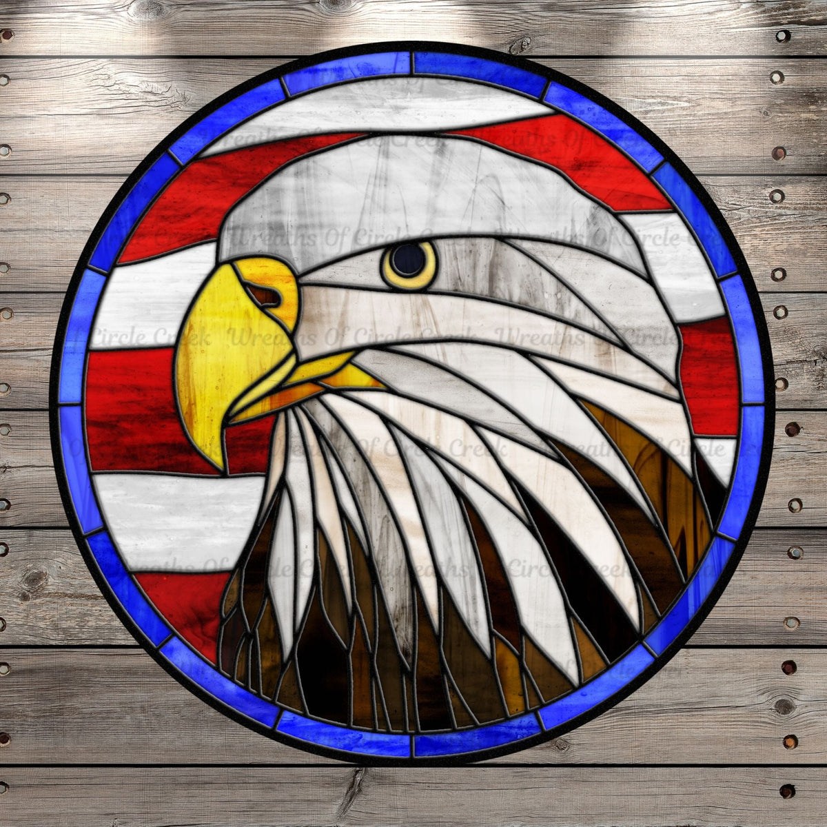 Bald Eagle, America, Stain Glass Print, Round, Light Weight, Metal Wre – Wreaths Of Circle Creek bald-eagle-america-stain-glass-print-round-light-weight-metal-wre-wreaths-of-circle-creek