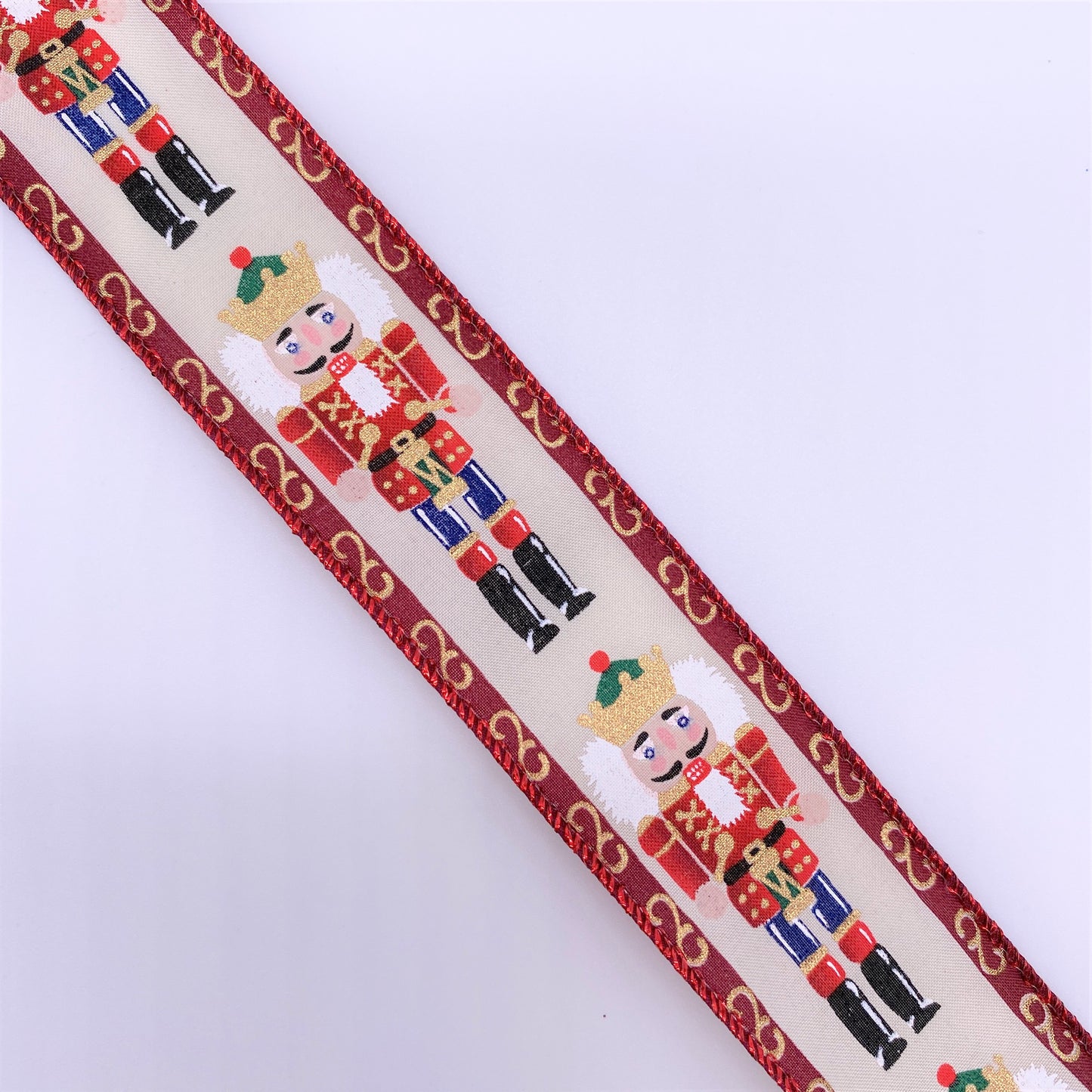 Cut at 3 Yard Increments, Satin, Nutcracker, Metallic, Wired Edged Ribbon, 1.5" X 3YD