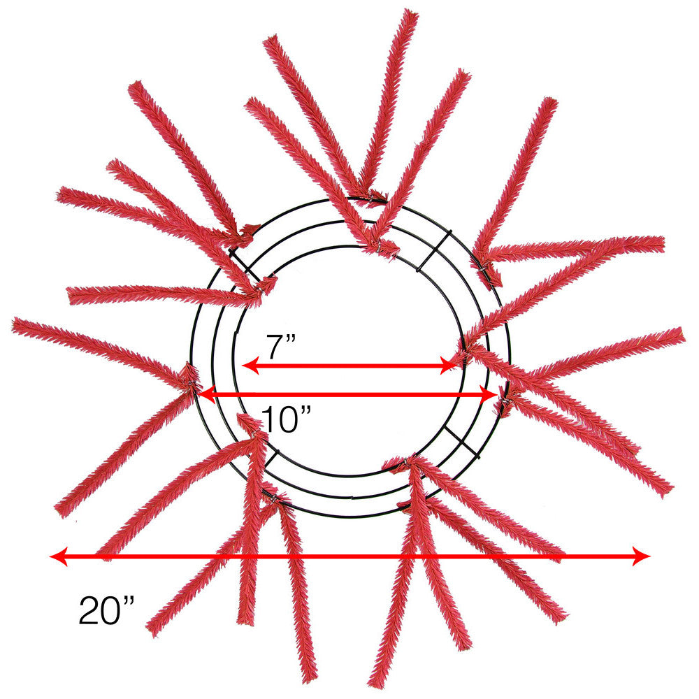 Work Wreath Form, Color Red, Elevated, 10" Wire Frame, Makes Up To A 20" Wreath, 12 Pencil Ties, XX167824, C.B.I