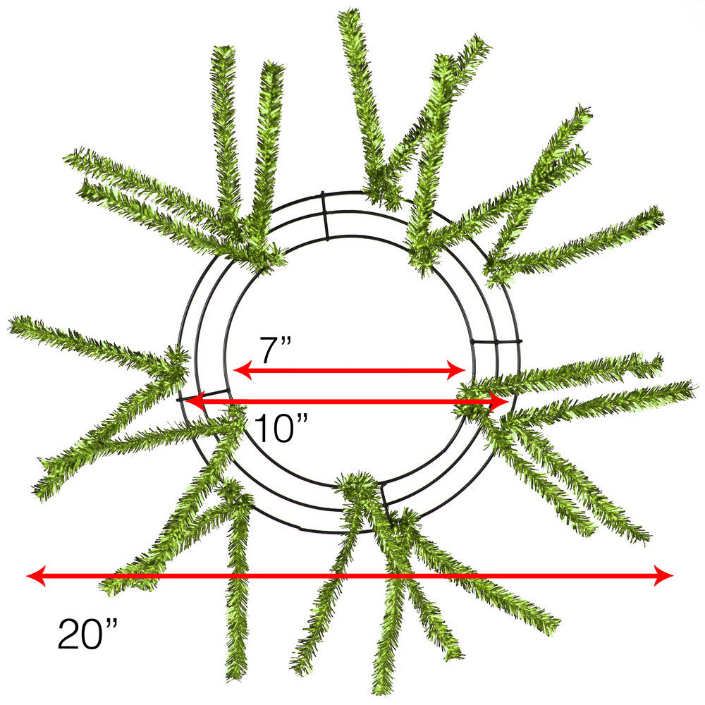 Work Wreath Form, Color Lime, Metallic, Elevated, 10" Wire Frame, Makes Up To A 20" Wreath, 12 Pencil Ties, XX167937, C.B.I.
