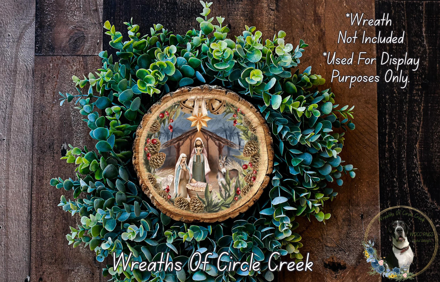 Nativity Scene Christmas Sign | Lightweight Metal Wreath Sign | Rustic Religious Holiday Decor | No Holes in Sign