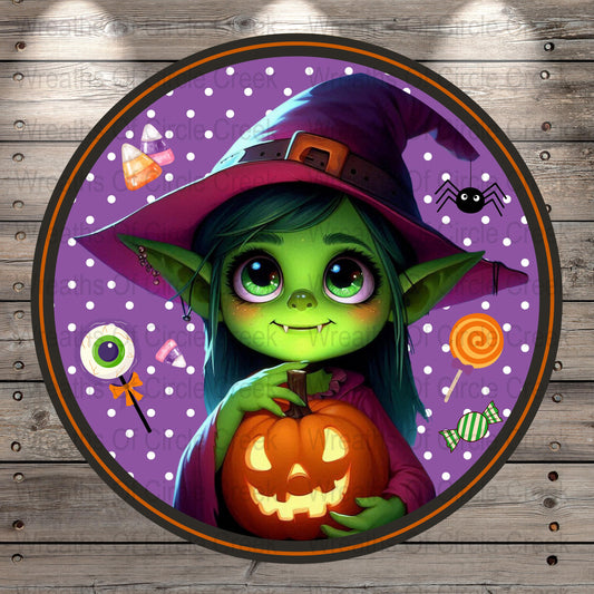 Cute Green Witch Halloween Sticker, Spooky Pumpkin Vinyl Decal, Witch Hat, Spider, Eye Candy, Waterproof, Laptop or Car Decoration