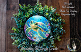 A wreath made of green leaves and a colorful turtle illustration, with the text "Wreath Not Included * Used For Display Purposes Only" and "Wreaths of Circle Creek" written below.
