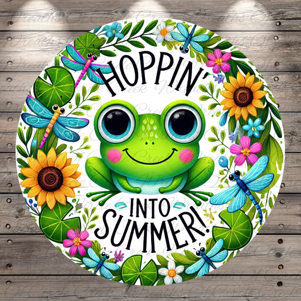 a sticker with a frog and flowers on it