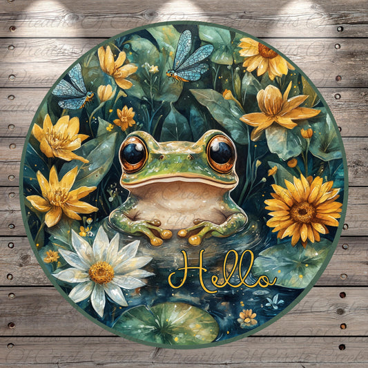 a painting of a frog sitting on top of flowers