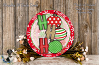 Ho Ho Ho Ornaments Sign | Lightweight Round Metal Wreath Sign | No Holes in Sign | Christmas Holiday Decor