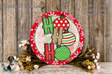 Ho Ho Ho Ornaments Sign | Lightweight Round Metal Wreath Sign | No Holes in Sign | Christmas Holiday Decor