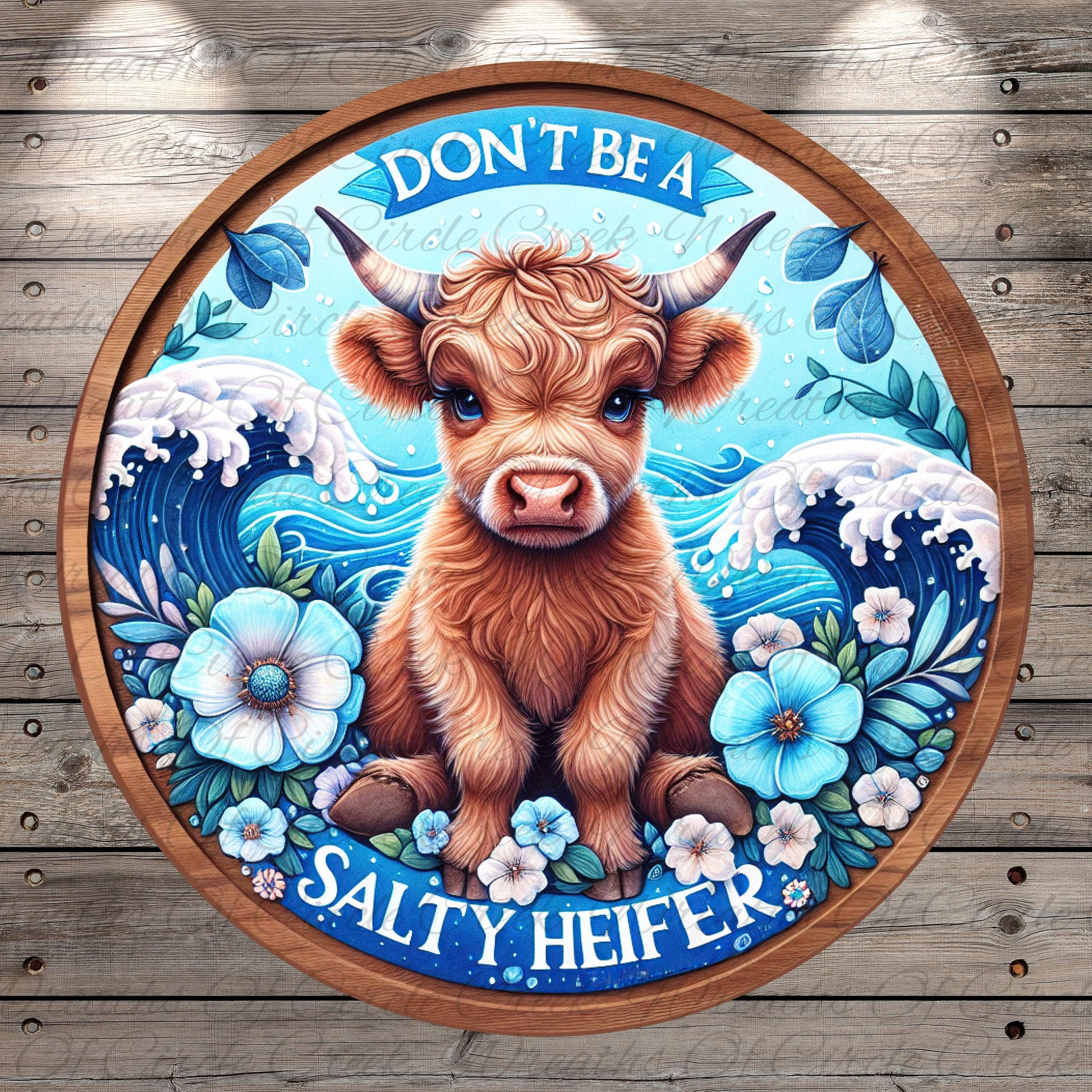 a painting of a cow on a wooden wall