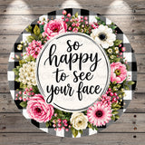 A circular floral wreath with a text message in the center.