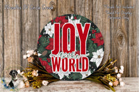 Joy to the World Sign | Lightweight Round Metal Wreath Sign | No Holes in Sign | Christmas Holiday Decor
