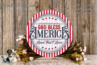 God Bless America Sign | Lightweight Round Metal Wreath Sign | No Holes in Sign | Patriotic Porch Decor