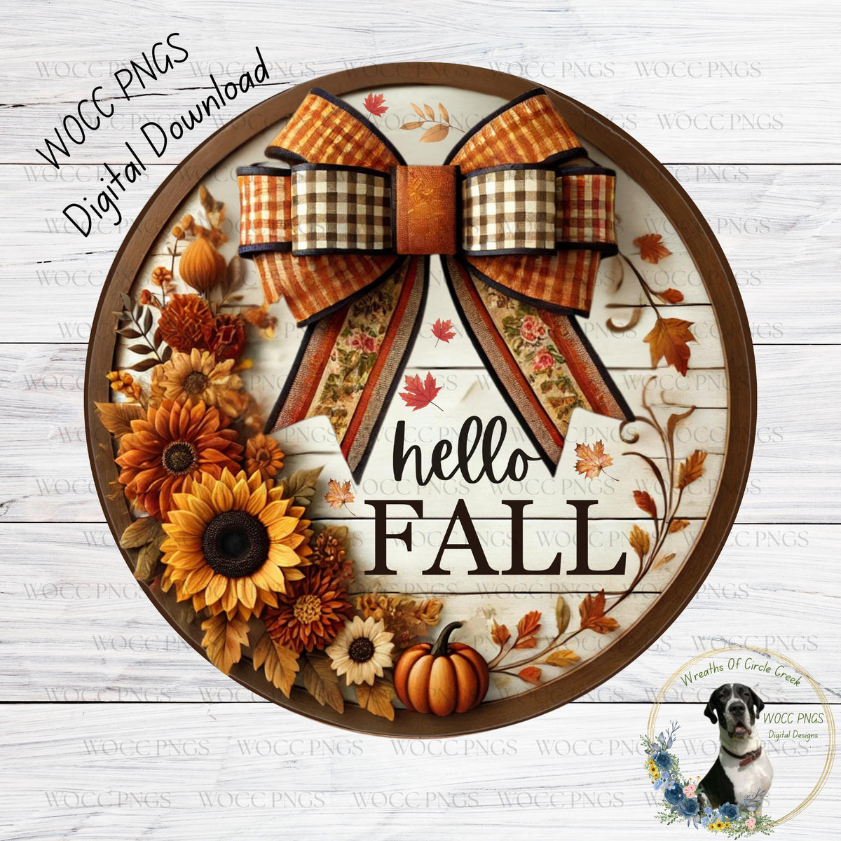 a picture of a wreath with a bow and sunflowers