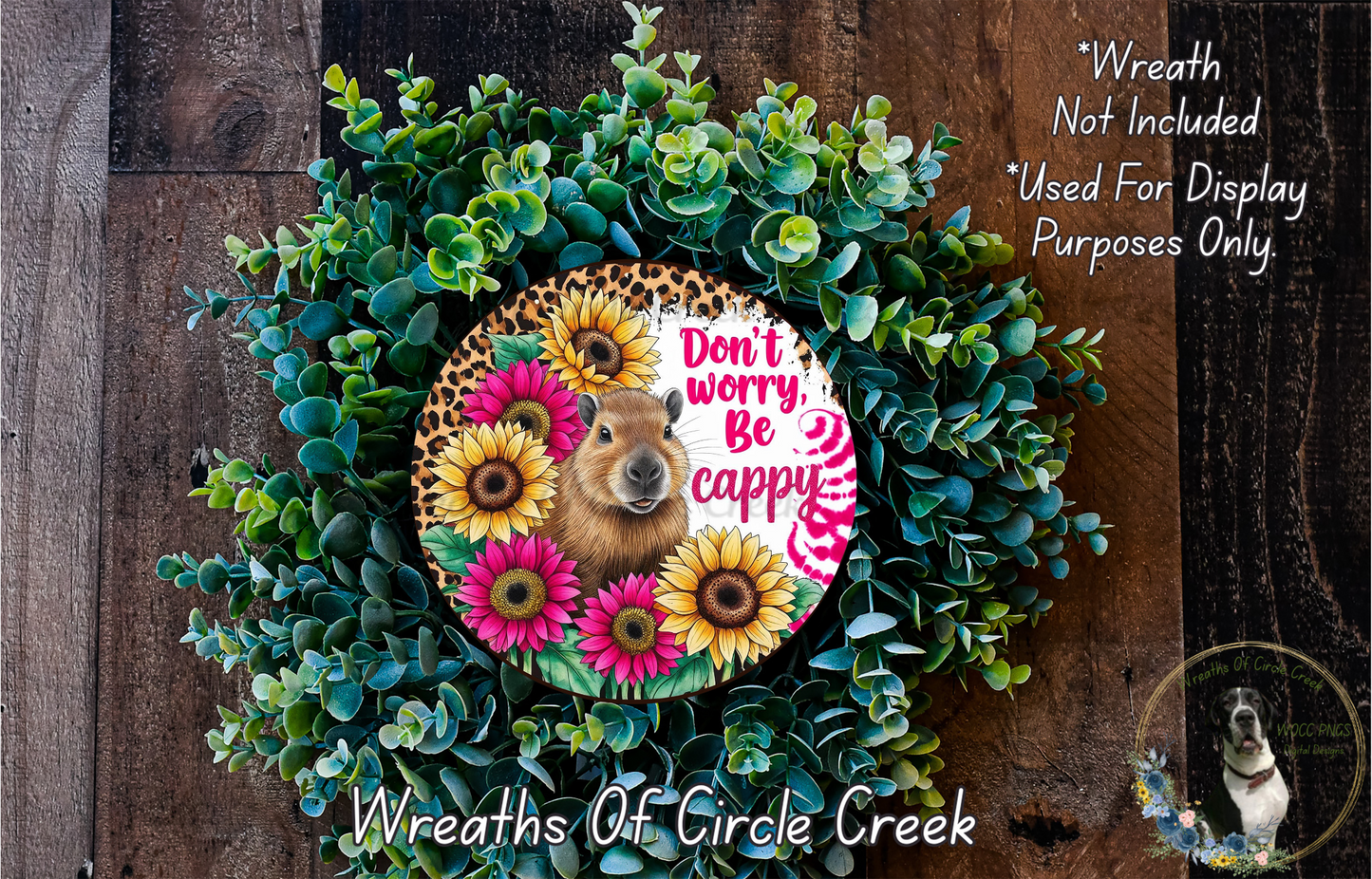 a wreath with a picture of a dog on it