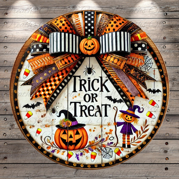 a trick or treat sign on a wooden wall