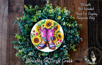 Colorful Cowboy Boots and Sunflowers Ceramic Plate, Rustic Home Decor, Western Kitchen Display Piece, Unique Decorative Wall Plate