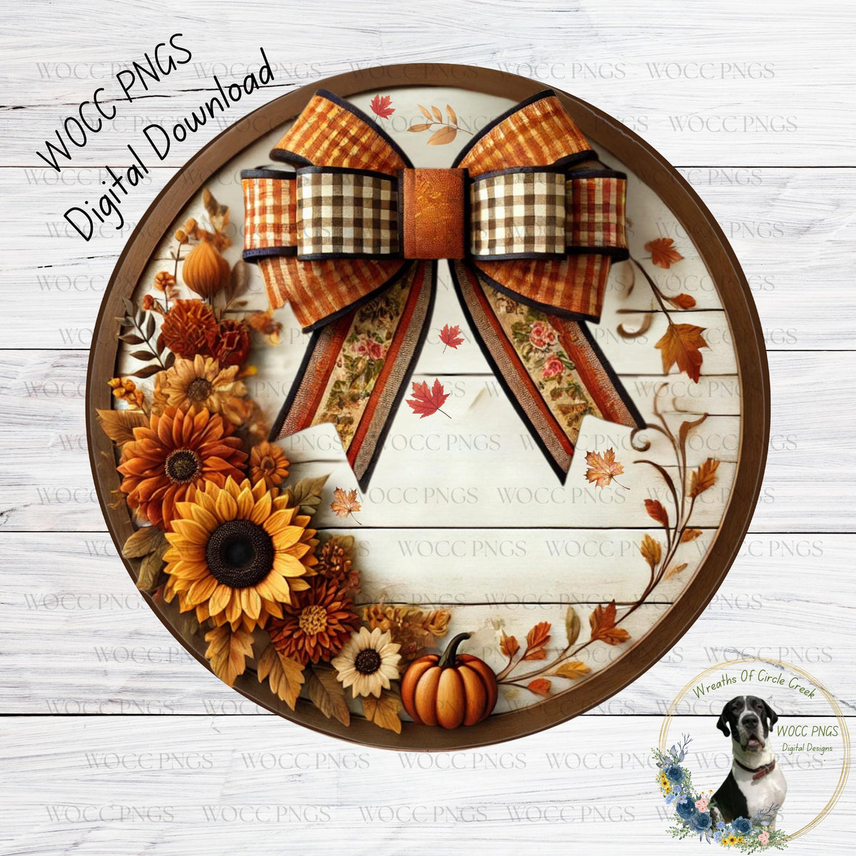 a picture of a wreath with a bow and sunflowers