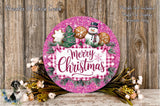 A festive Christmas wreath with a snowman, gingerbread cookies, and a "Merry Christmas" sign, surrounded by flowers and greenery.