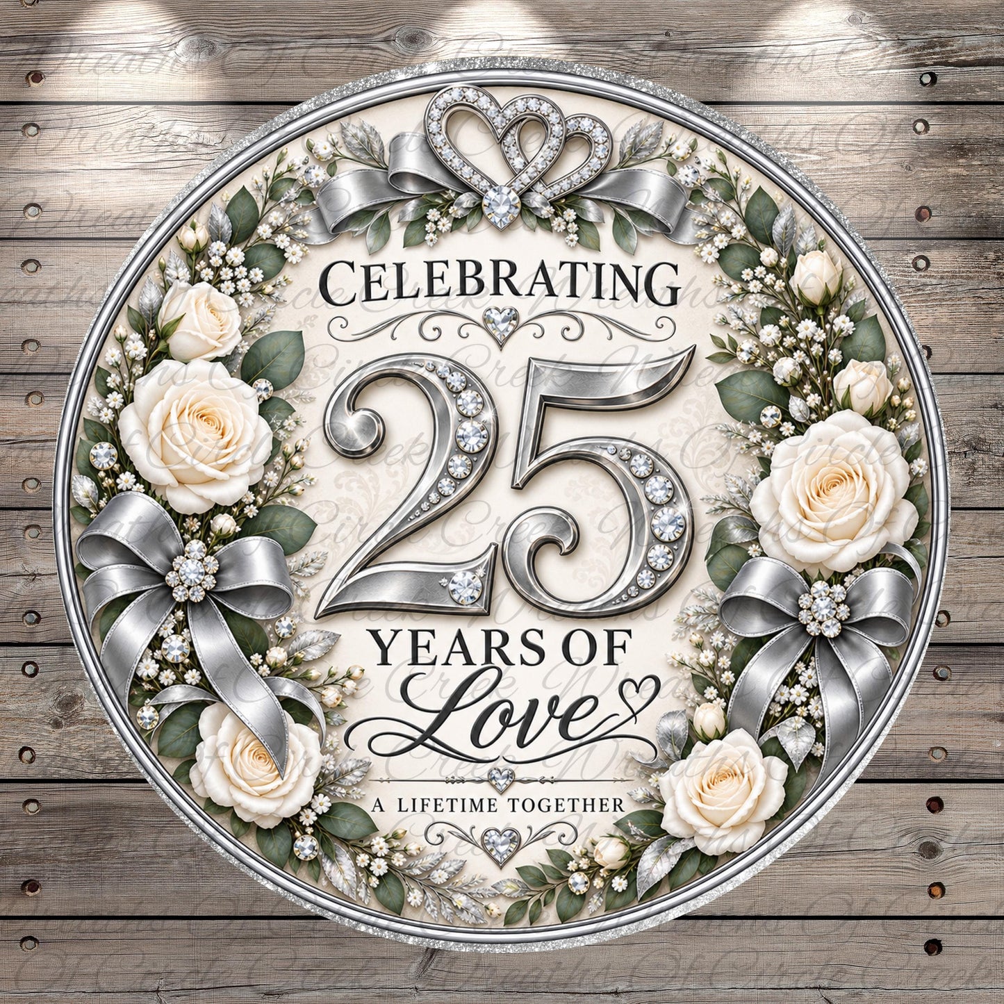 The image is a decorative anniversary sign celebrating 25 years of love.