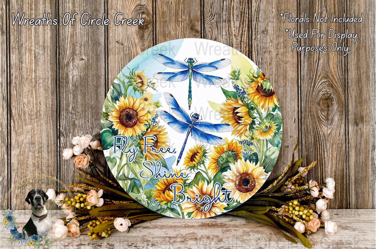 Sunflower and Dragonfly Decorative Plate, Rustic Wooden Background, Floral Kitchen Decor, Hand Painted Ceramic Plate