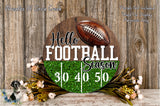 Hello Football Season Sign | Lightweight Round Metal Wreath Sign | No Holes in Sign | Glitter Football Field Decor