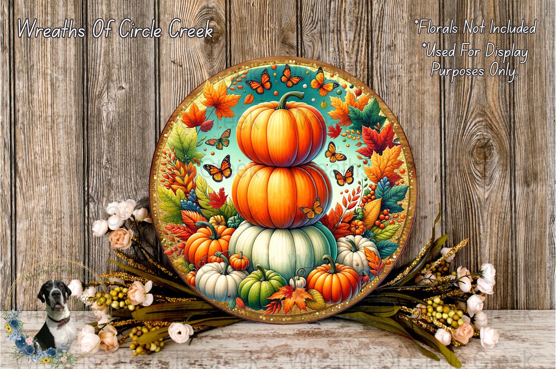Autumn Pumpkin Tray, Decorative Fall Harvest Serving Platter, Thanksgiving Table Decoration, Colorful Kitchen Decor with Butterflies and