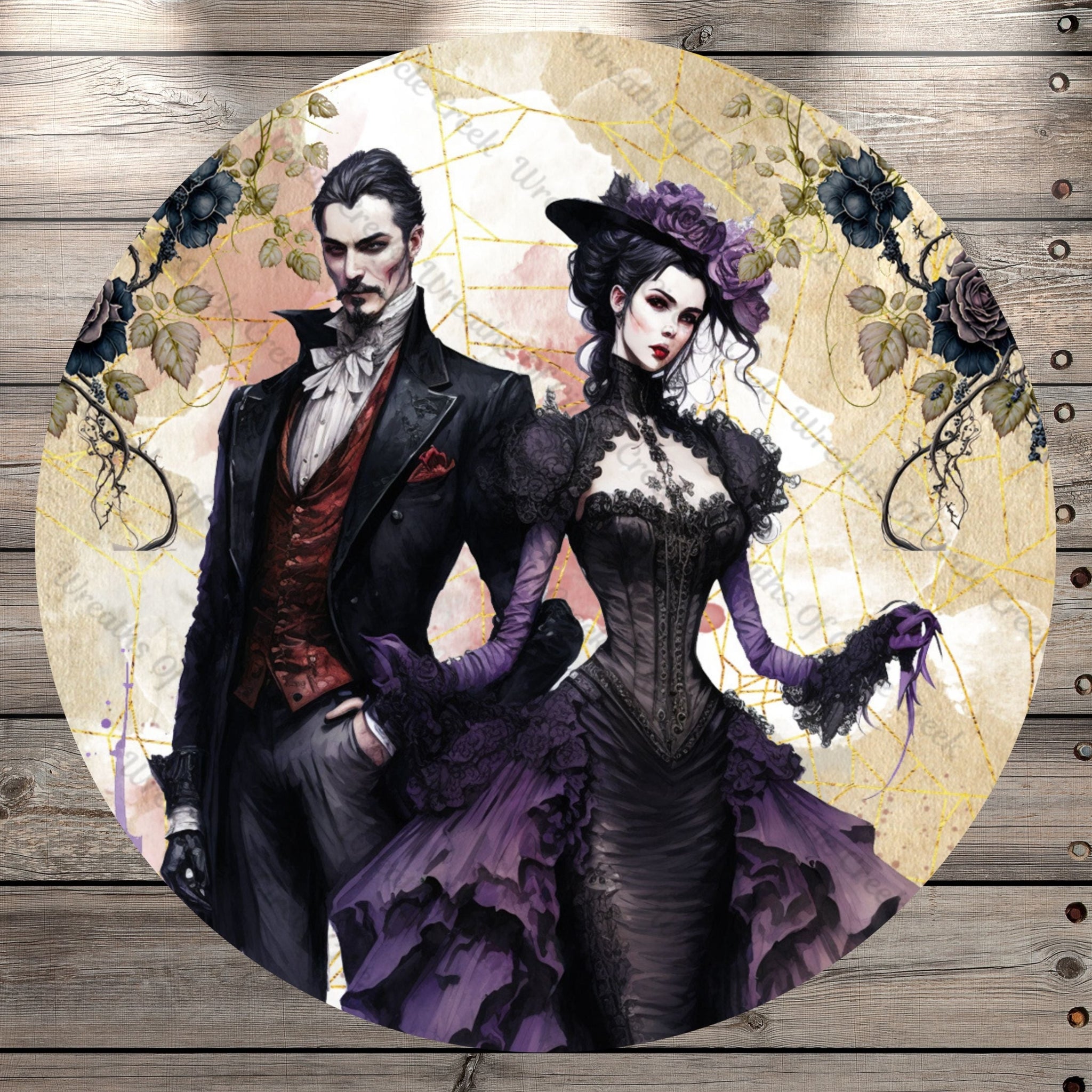Vampire Couple, Purple Dress, Halloween, Wedding, Vintage, Victorian, –  Wreaths Of Circle Creek