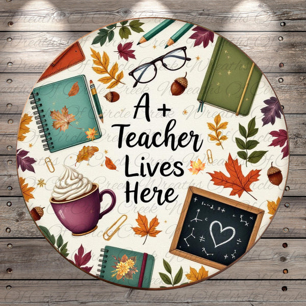 a sign that says a teacher lives here