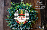 A wreath featuring a nutcracker face surrounded by greenery, with a text overlay that reads "Wreath Not Included * Used For Display Purposes Only" and "Wreaths of Circle Creek".