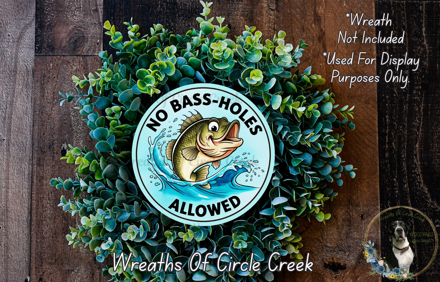 a wreath with a picture of a bass on it
