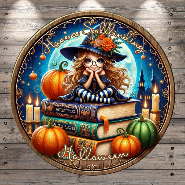 a painting of a witch sitting on a pile of books