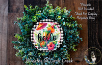 Hello Tropical Drink Sign | Lightweight Round Metal Wreath Sign | No Holes in Sign | Summer Patio Decor