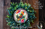 Hello Tropical Drink Sign | Lightweight Round Metal Wreath Sign | No Holes in Sign | Summer Patio Decor
