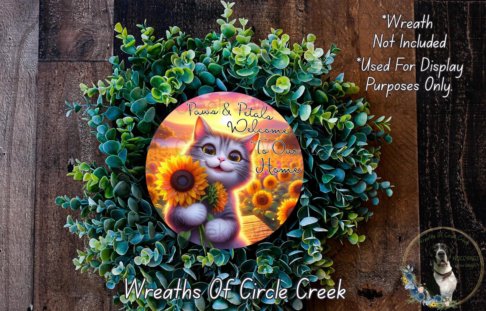 Cute Kitten Welcome Sign, Sunflower Cat Door Decor, Rustic Home Entrance Plaque, Unique Housewarming Gift Idea