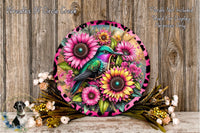 a plate with flowers and a bird on it