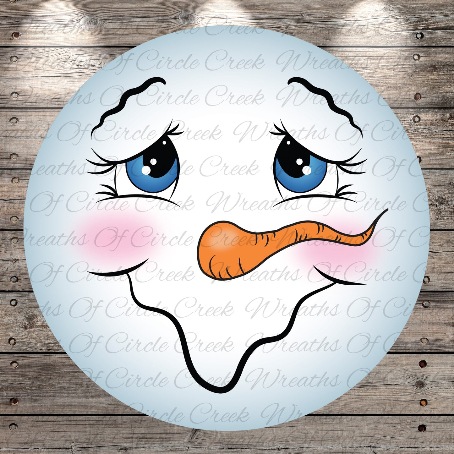 Snowman Face Round Aluminum Metal Wreath Sign, Winter Christmas Decor (Lightweight, No Holes)