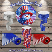 Patriotic Snowman, Bundle, Sign, Mesh and Ribbon Bundle