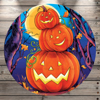 Stacked Pumpkins, Round UV Coated, Metal Sign, No Holes