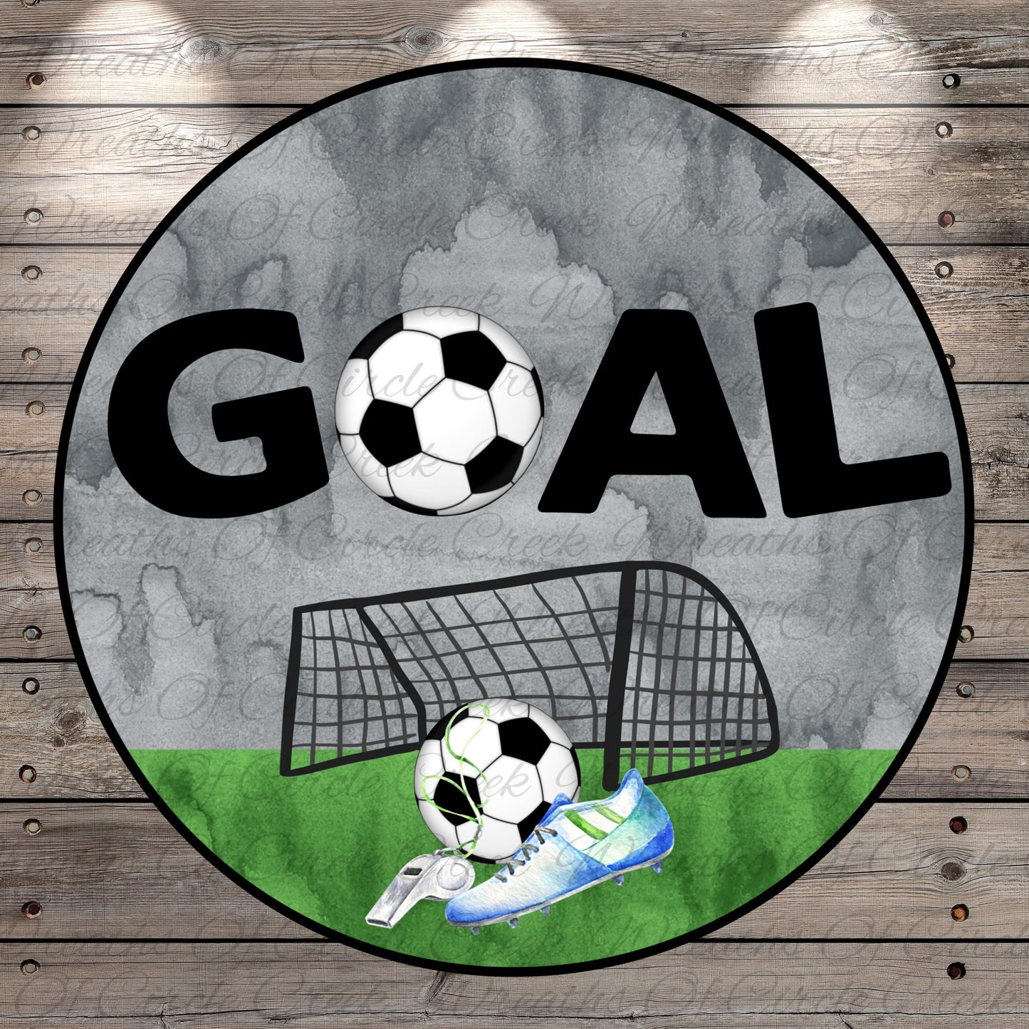 a picture of a soccer goal with a soccer ball