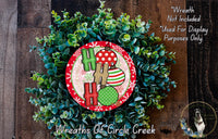 Ho Ho Ho Ornaments Sign | Lightweight Round Metal Wreath Sign | No Holes in Sign | Christmas Holiday Decor
